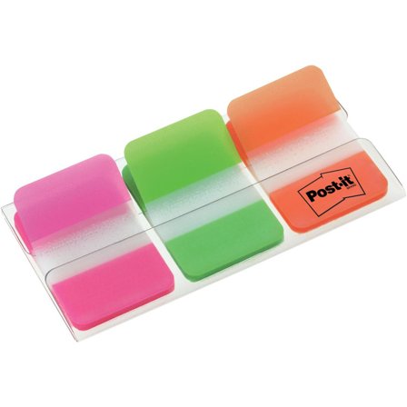 POST-IT Indexflikar Strong små, 25,4 x 38 mm, olika färger, 3 x 22-pack med hylshållare - Lyreco - Kontorsmaterial - Indexflikar och märkflikar - 
