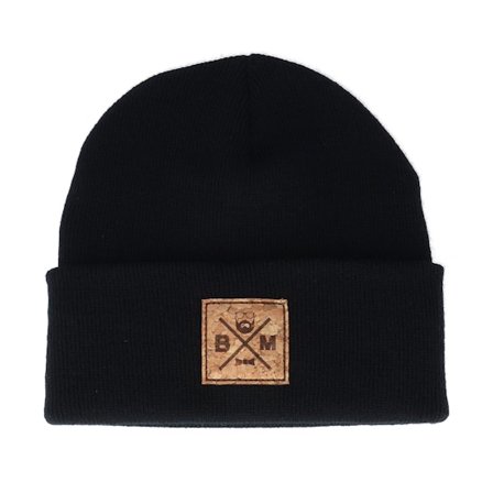 Bearded Man - Černá cuff Beanie - Bm Cross Patch Black Beanie @ Hatstore