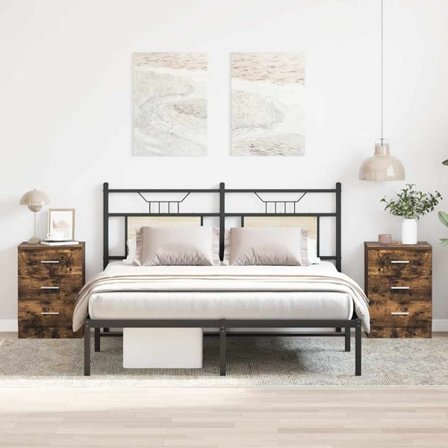 vidaXL Sängbord 2 st rökfärgad ek 38x35x56 cm konstruerat trä