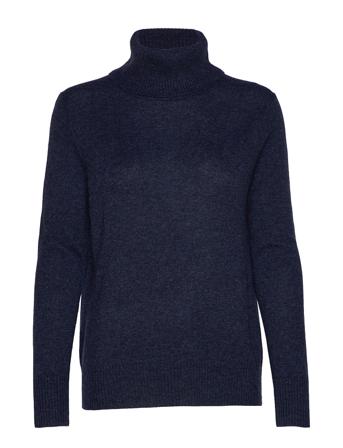 Wool & Cashmere Pullover Høyhalset Pologenser Blå Rosemunde