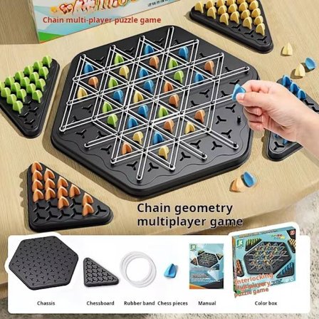 Chain Triangle Chess Game Triggle Rubber Band Game Pedagogiskt interaktivt spel Battle Set för familjefestpresent