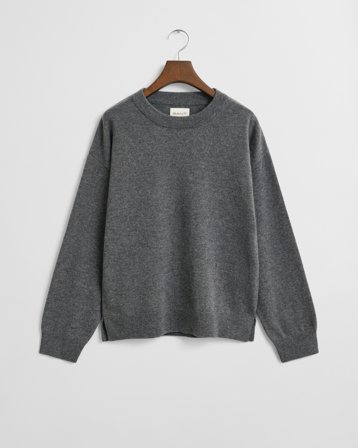 GANT Damen Superfine Lambswool Rundhalspullover (M) Grau