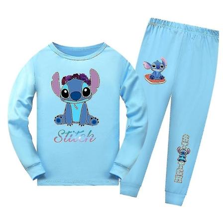 Lilo & Stitch -lasten pyjamasetti pitk hihainen T-paita ja housut - Loungewear - y asu 7-14 vuotta -Xin 13-14 Years Light Blue