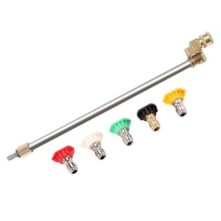 Højtryksrenser Lanse med Justerbar Vinkeldyse, 40 cm Sprøjtelanse 180 Grader med 5 Vinkler Hurtig