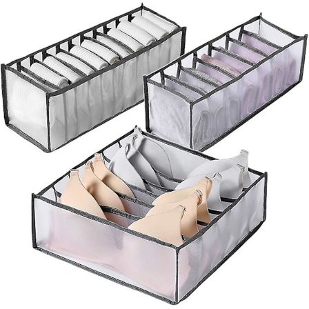 3 st underklädeslådeorganisatör, underklädesorganisatör och förvaring (grå)