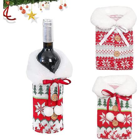 2-pack jultomte-flaskhöljen för vinflaskor, återanvändbara jultomte-påsar för vinflaskor