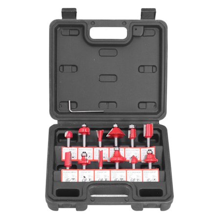 12 stk. fræsersæt højhastighedsstål træbearbejdning fræsersæt med plastopbevaringsboks høj hårdhed til træbearbejdning