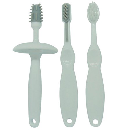 Oopsy Træningstandbørster sæt med 3 Grå, Medicin & Pleje, Tandbørster, Børnetandbørster