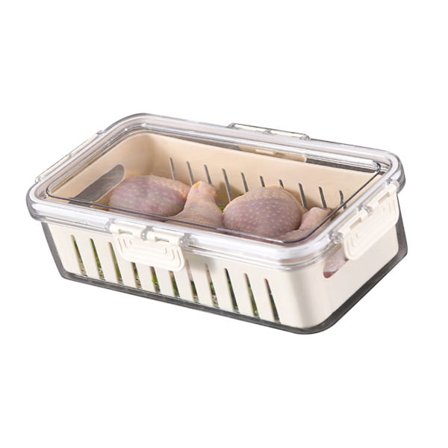 Fruktförvaringsbehållare Säkra livsmedelsklassade PET Veggieförvaringsbehållare Kylskåp Matförvaringsbehållare med dräneringsfunktion Dränera fisklåda