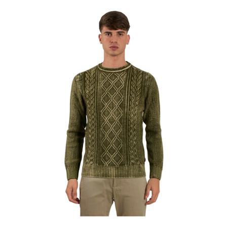 Bob Round-neck Strik Grøn, Herre Strik, Størrelse: S