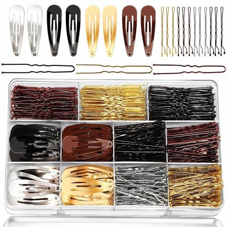 ING Hårklemmer sæt – Komplet hårpynt til kvinder (brun/sort/guld + U-formede/franske hårklemmer + clip-on hårklemmer)