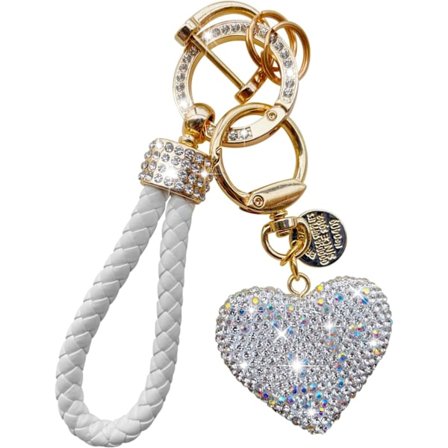 Krystal nøglering til kvinder med glitrende rhinstenhjerteform, smukke nøgleringe til kvinder og piger gaver