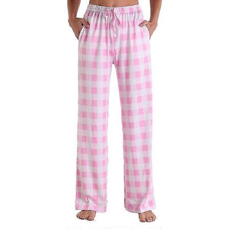 Dam Pyjamasbyxor Stretch Loungebyxor Rutiga Pyjamasunderdelar