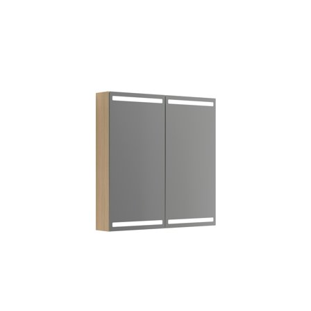 Dansani Luna Level Spegelskåp 80 cm, med ljusstyrning Nordisk ek, Badrum