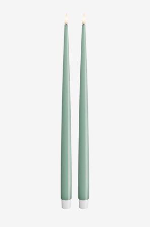 DeluxeHomeart - LED Taper Candle Shiny 2,2x38 cm 2 stk - Grønn - Lys - Fra Homeroom