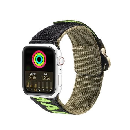 Dux Ducis Apple Watch Ultra-rem, SE, 9-1 (49-38 mm) Nylon-armbånd Sort/Grøn (udendørs version)