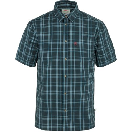 Fjällräven Herr's Övik Lite Shirt Short Sleeve in Dark Navy/Dawn Blue | Size: Large, Lyocell/Polyester