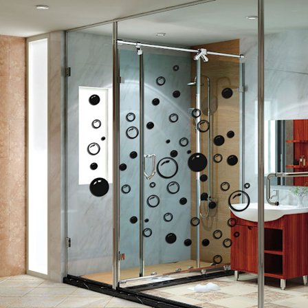 Svart - Liten badekar-bobble, avtagbart vinylklistremerke for dusjdør, barneromsdekorasjon