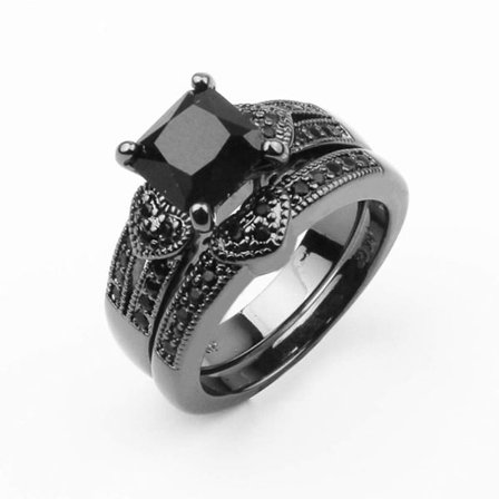 Sorte zirkonringe belagte sorte guldringe SORT 8 8