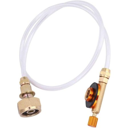 Gasbeholder Påfyldningsadapter, Delikat Kobber Holdbar Letvægtig Kompakt Camping Gas Påfyldningsadapter Flad Gasbeholder til Hjem Gasbeholder