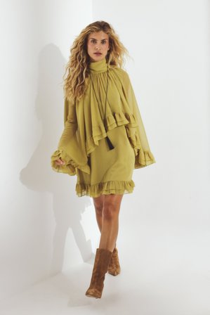 NA-KD Miniklänning i chiffong med cape - Höstklänningar - Grön - EU 34