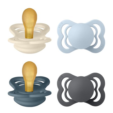 BIBS Supreme Silikone Sutter - 4-pak Ivory/Baby Blue/Petrol/Iron Str. 1, Børn & Forældre, Sutter, Latexsutter
