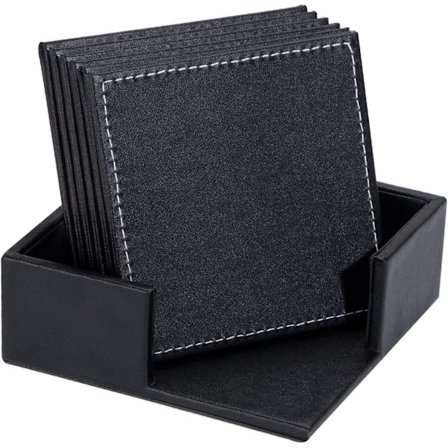 Firkantede PU-læderunderlag, sorte underlag, bordskåner med