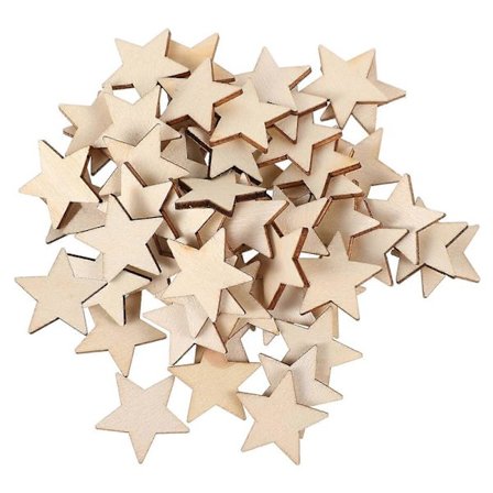 300 stk. Ubehandlede tre stjerneformer Tre stjerner for maling og kreative prosjekter for DIY-håndverk Tomme treskiver for julebryllupsfestdekorasjon