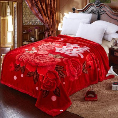 Teppe Raschel dobbeltlags fortykket høst- og vinterullteppe Coral Fleece Flanell Red 180*220cm