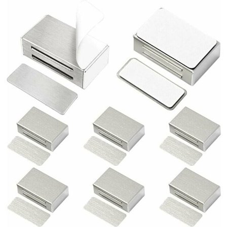Limskåpmagnetsett med 8 magnetiske dørhasper Oppdatert skruløs ingen boring for kjøkkenskap Sterk magnetlukking for skuff, garderobe, møbler, etc.