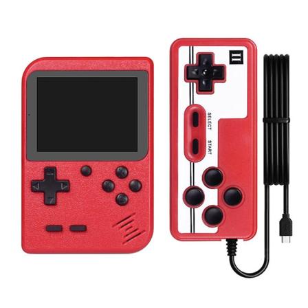 8-biters Retro Videospillkonsoll Innebygd 400 Klassiske Spill 3,0 Tommers Dual Player Mini Håndholdt Videospillkonsoll Av Ut China red with Gamepad