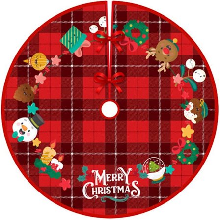 Juletræsskørt 90 cm Rundt Juletræsskørt Rød Juletræsskørt Klassisk Træskørt Juletræstæppe Juletræ