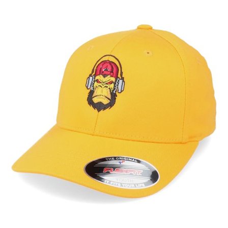 Kiddo Cap - Gul flexfit Keps - Kids Cool Music Monkey Yellow Flexfit @ Hatstore