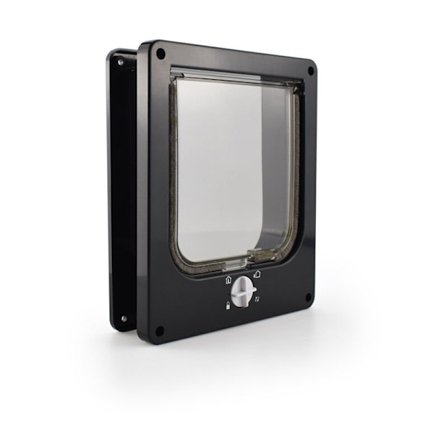 Kattelemme og manuelle døre, 4 positions kattelem med tunnel til katte, sort størrelse XL