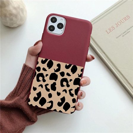 iPhone 12 & 12 Pro Cover puolileopardikuvio 2 väriä musta punainen
