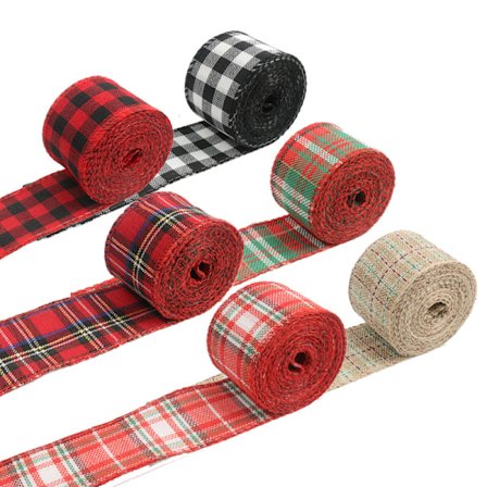 6 ruller 6 cm/6 m flisebånd Buffalo-bånd julebånd vinter