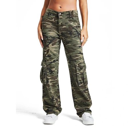 /EA/Dam Cargojeans med Camouflagetryck, vida ben M