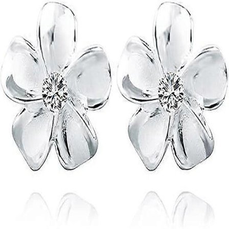 925 Sterling Sølv Blomme Blomst Øreringe til Kvinder Piger Krystal Blomst Øreringe