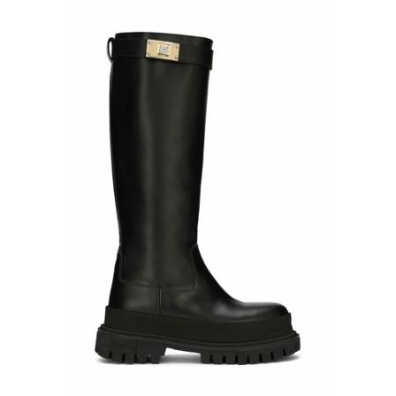 Dolce & Gabbana, Boots With Branded Strap Czarny, Kobieta, Rozmiar: 36 1/2 EU