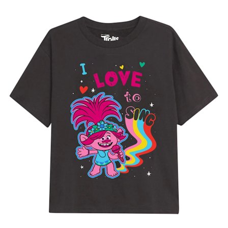 Trolls Girls I Love To Sing T-shirt 7-8 år Kol