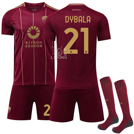 A.S. Roma Kotijoukkueen Jalkapallopaita Lapsille & Aikuisille 2024-2025 Nro.21 Dybala
