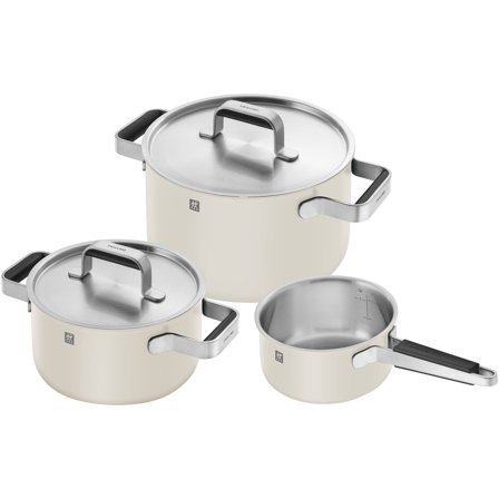 Zwilling Pure grytset 3 dele + 2 låg, rustfrit stål, hvid/creme | KitchenOne