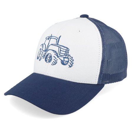 Kiddo Cap - Weiss trucker Cap - Kids Tractor Outline White/Navy Trucker @ Hatstore