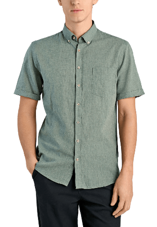 Lindbergh Cotton/linen shirt S/S Skjortor Herr Grön L