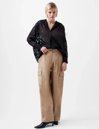 French Connection Zebra Devore Popover - Black - XS