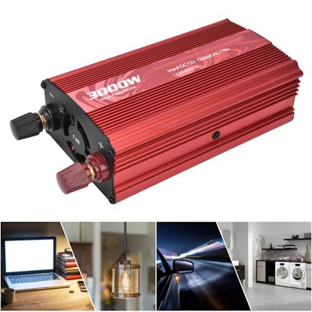 DC-AC-muunnin, älykäs korjaus siniaaltotehoinvertteri, alumiiniseos, 3000 W, 12 V - 110 V
