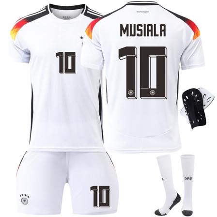 Tyskland Hemma EM 2024 Jersey Fotbollströja Barn Herr Kit No.MUSIALA With socks+protective gear With socks+protective gear 30