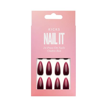 KICKS Beauty Nail It - 24 Press On Nails Ombre Red, Makeup, Kunstige Negle Og Tilbehør, Kunstige Negle