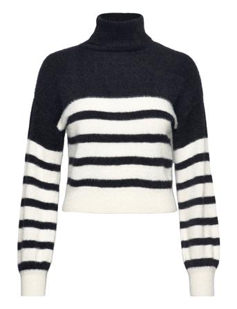 Onlpiumo L/S Stripe Rollneck Knt Turtleneck Polotröja Svart ONLY