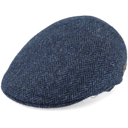 MJM Hats - Modrá flatcap Kšiltovka - Country Harris Tweed Blue Hr Flat Cap @ Hatstore